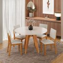 Ver imagem 1 de Conjunto Sala de Jantar 4 Lugares Redondo Tampo de MDF Lyana Cobre/Blonde/Bege - Casa Giulia
