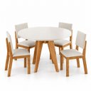 Ver imagem 2 de Conjunto Sala de Jantar 4 Lugares Redondo Tampo de MDF Lyana Cobre/Blonde/Bege - Casa Giulia