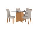 Ver imagem 1 de Conjunto Sala de Jantar Mesa Celebrare 120 Tampo Vidro Off White com 4 Cadeiras Apogeu - Lopas Amend