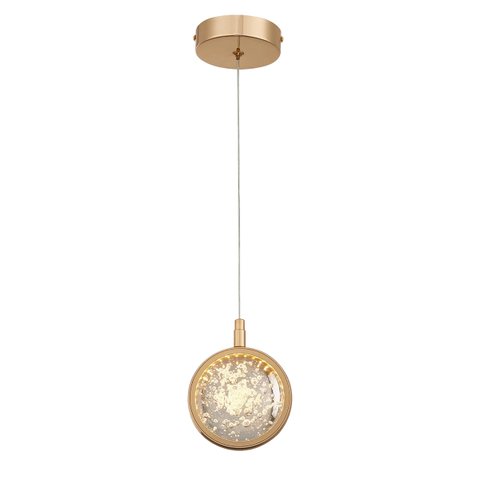 Pendente Bolinha Urano Cristal Dourado 7w Led 3200k Branco Quente Bivolt