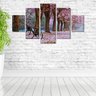 Quadro Decorativo 5 Partes Bike Entre Árvores Folha Rosa - 2