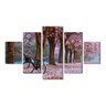 Quadro Decorativo 5 Partes Bike Entre Árvores Folha Rosa - 1