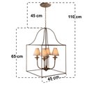 Ver imagem 2 de Luminária de Ferro Ouro Velho Com Cúpula algodão Rustico Libertas Rosas Artesanato Quadrado Dourado