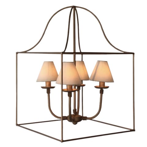 Luminária de Ferro Ouro Velho Com Cúpula algodão Rustico Libertas Rosas Artesanato Quadrado Dourado