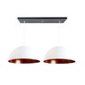 Pendente Alumínio Meia Esfera 30cm Branco c/ Cobre Duplo na Canopla Retangular de 45cm Preta - 1