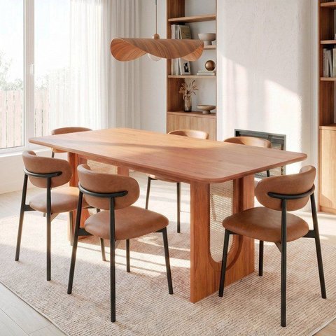 Conjunto de Jantar com Mesa Tali 180cm e 6 Cadeiras Ema CabeCasa MadeiraOriginals Marrom