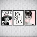 Ver imagem 2 de Kit 3 Quadros Audrey Fashion 33x24cm:Madeira branca