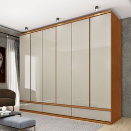 Guarda-roupa Casal Esparta 6 Portas 9 Gavetas Cinamomo/off White - Tcil Móveis - 1