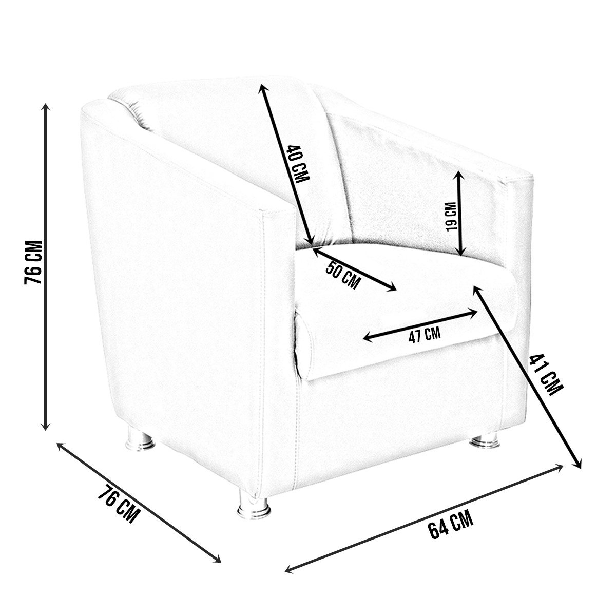 Kit Namoradeira Reforçada + 2 Poltronas Decorativas Para Recepção Escritório Suede Cores Pés Cromado - 9