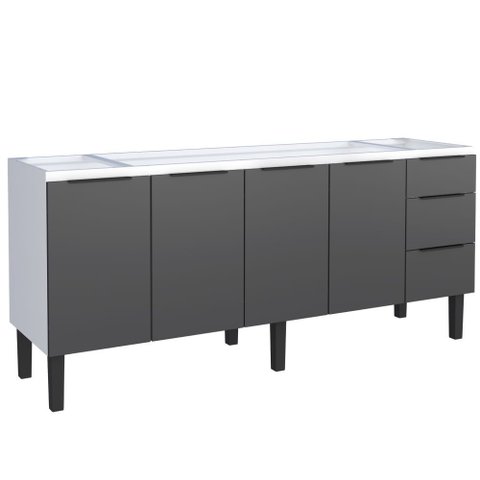 Gabinete para Cozinha Aço Jupiter 1,92m Preto para Pia de 2,00m - P101713 - Cozimax Gabinete para Co