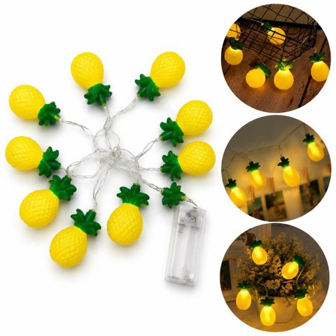 Varal de Luz Cordao Luminoso LED Abacaxi 10 Luzes Interna Externa Decoracao Festa Eventos Quarto Sal