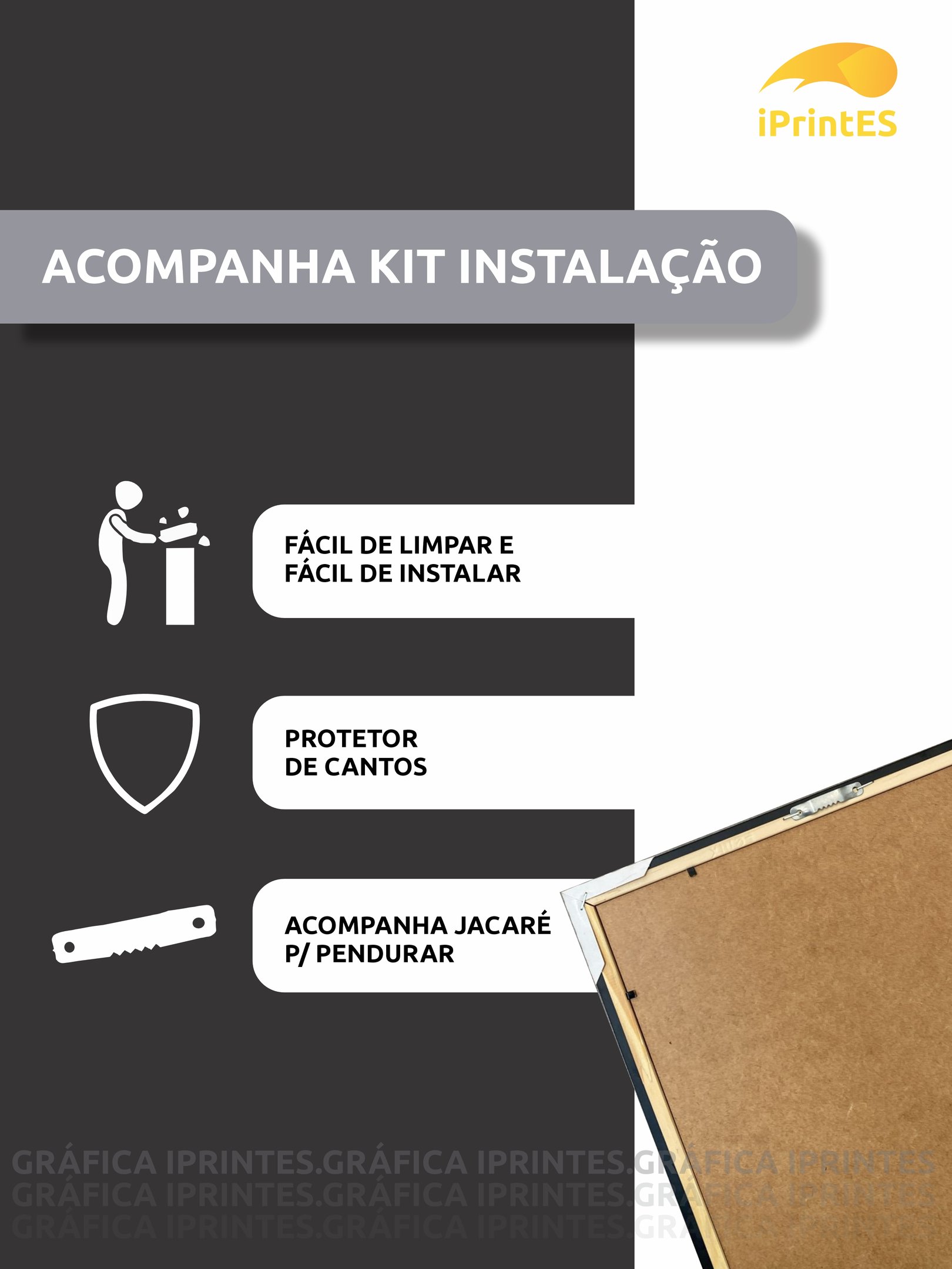 Kit 3 Quadros Decorativos Felicidade, Euforia e Inspiração - 5