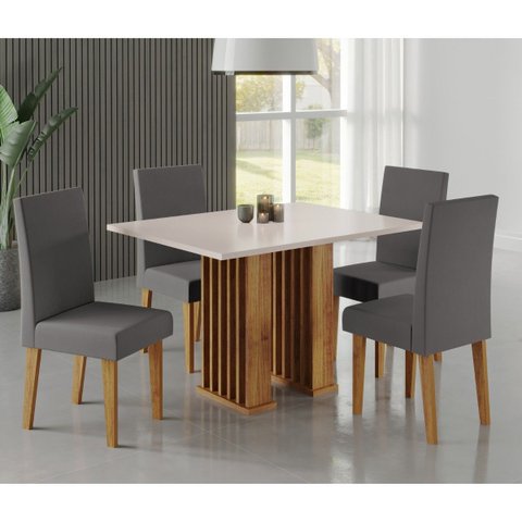 Conjunto Sala de Jantar Quebec Mesa 120x80com com 4 Cadeiras Venus Mel/blonde/cinza - Casa Giulia