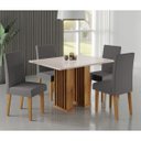Ver imagem 1 de Conjunto Sala de Jantar Quebec Mesa 120x80com com 4 Cadeiras Venus Mel/blonde/cinza - Casa Giulia