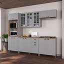 Ver imagem 1 de Armário de Cozinha Modulada Completa Fidelitá Nara 100% MDF 5 Peças 270cm 14 Portas 2 Gavetas com