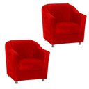 Ver imagem 1 de Kit 2 Poltronas Bia P/ Sala de Estar Consultório Clinica Hospital Recepção Suede Vermelho-Decor Elit