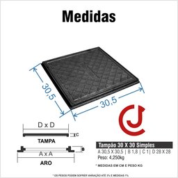 Kit 2 Tampa Ferro Inspeção Esgoto Caixa De Gordura 30cm Simples - 3 Kit 2 Tampa Ferro Inspeção Esgoto Caixa De Gordura 30cm Simples - 3