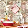 Papel de Parede Azulejo Português Vermelho e Bege - Império New Rustic - 3111 - Importado Vinílico - 2