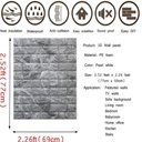 Ver imagem 5 de Placa Tijolinho Parede Papel Painel 3d Tijolo Cinza Auto Adesivo 77x70cm Revestimento Espuma Autocol