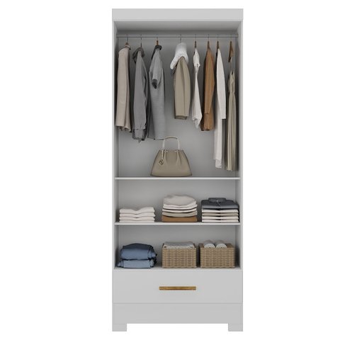 Guarda Roupa Roupeiro Multiuso Smart Versatile 1 Gaveta sem Portas Branco - Rodial Móveis
