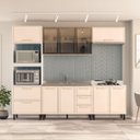 Ver imagem 1 de Cozinha Amara Armários Aéreos Porta Vidro Torre Quente Balcões 4 Gavetas Branco/Creme 250785