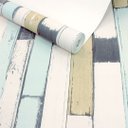 Ver imagem 1 de Papel de Parede Madeira Demolição Verde e Azul Vinilico Lavável+ Cola para Aplicação