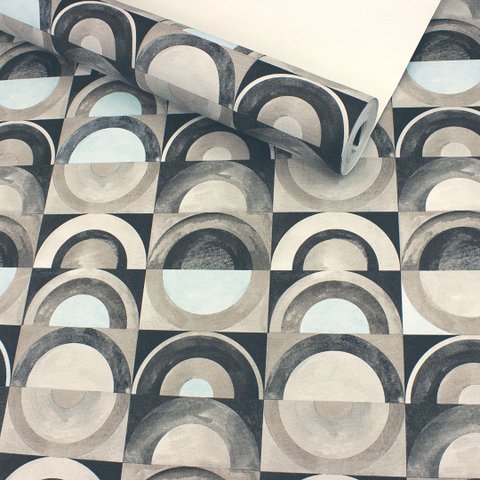 Papel de Parede Geométrico Estilizado Cinza Vinilico Lavável+ Cola para Aplicação
