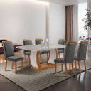 Ver imagem 1 de Mesa de Jantar Milena 6 Lugares Retangular MDF com Vidro 180cm Grafite Moderna