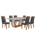 Ver imagem 3 de Mesa de Jantar Milena 6 Lugares Retangular MDF com Vidro 180cm Grafite Moderna