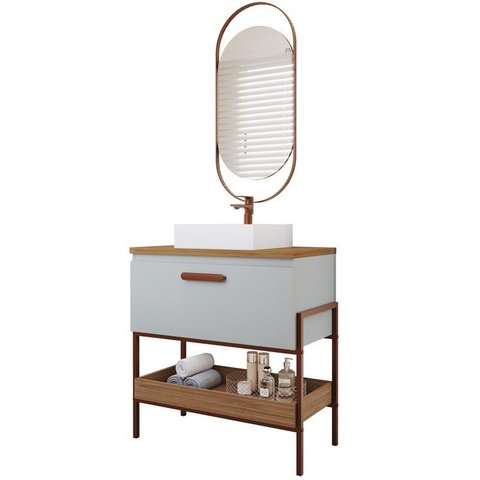 Gabinete de Banheiro Portinari 60 com Espelho Lumini Pistache/freijo - Mgm