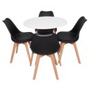 Ver imagem 1 de Conjunto Mesa Redonda Eiffel Branca 70cm com 4 Cadeiras Saarinen Preta