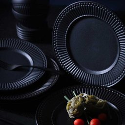 Conjunto com 6 Pratos Raso Gabbro Preto Matte Ø 24,8Cm - 2