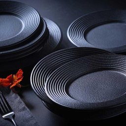 Conjunto com 6 Pratos Raso Nero Preto Matte Ø 24,8Cm - 2