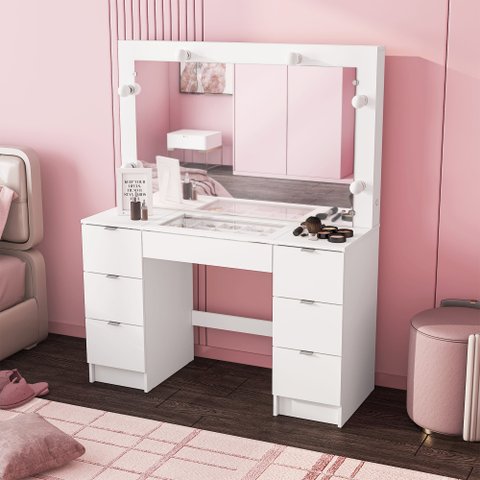 Penteadeira Camarim com Espelho 7 Gavetas França