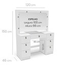 Ver imagem 3 de Penteadeira Camarim com Espelho 7 Gavetas França Branco