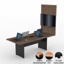 Ver imagem 2 de Mesa para Reunião Tampo 40mm caixa de Tomada L2.00x P900 com Painel Tv Atacadao Moveis Escritorio