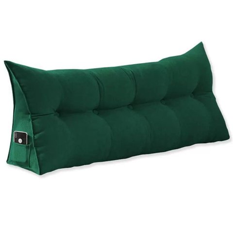 Almofada Para Cabeceira Cama Queen Size Apoio 160 Cm Suede - Verde