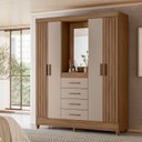 Ver imagem 2 de Guarda Roupa Grande Quarto Casal 4 Portas 4 Gavetas Espelho Carvalho com Fendi