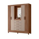 Ver imagem 1 de Guarda Roupa Grande Quarto Casal 4 Portas 4 Gavetas Espelho Carvalho com Fendi
