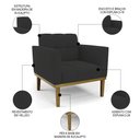 Ver imagem 5 de Sofá Namoradeira e 2 Poltronas Base Madeira Castanho Ana Veludo Preto - Ibiza