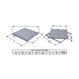 Tampa Tampão Chão Alumínio Fundido Quadrado Simples 70x70cm - 2