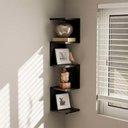Ver imagem 2 de Prateleira de Canto Lyra 4 Nichos Decorativos Preto para Sala Quarto Livros