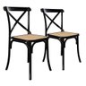 Kit 2 Cadeiras Cross Katrina Jantar Preta Assento Corano Bege Aço - 1