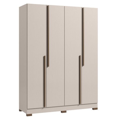 Guarda-roupa Casal 4 Portas 2 Gavetas com Corrediças Telescópicas Design Moderno Cores Off White / G