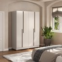 Ver imagem 2 de Guarda-roupa Casal 4 Portas 2 Gavetas com Corrediças Telescópicas Design Moderno Cores Off White / G