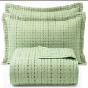 Ver imagem 1 de Cobre Leito Queen Flick Matelado Bordado 3PÇ Percal 300 Fios- Verde