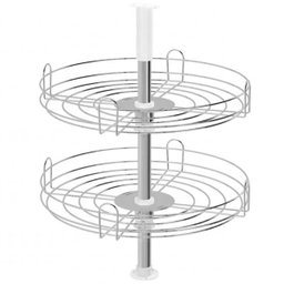 Cesto Giratório para Armário Fruteira Ellite 50cm 2 Cestos Dupla Cozinha Cromado Dimec - 1