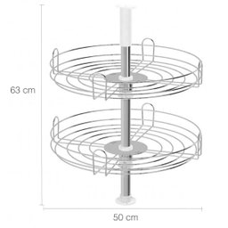 Cesto Giratório para Armário Fruteira Ellite 50cm 2 Cestos Dupla Cozinha Cromado Dimec - 3
