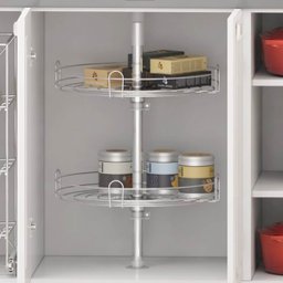 Cesto Giratório para Armário Fruteira Ellite 50cm 2 Cestos Dupla Cozinha Cromado Dimec - 2