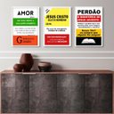 Ver imagem 2 de Kit 3 Quadros Evangélicos Remédios 24x18cm - com Vidro:moldura Preta